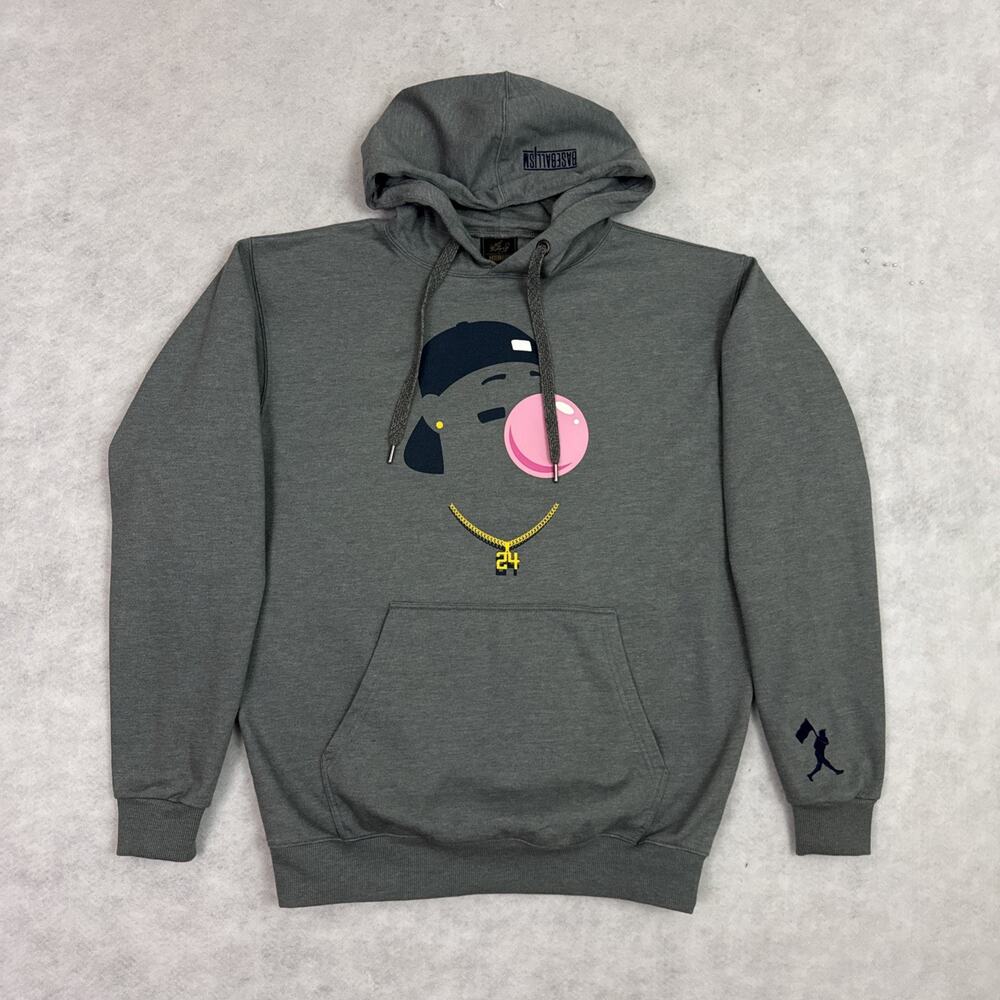 Ken Griffey Jr Hoodie M Gray Your Favorite Player Bubble Gum Gold #24 The Kid - Picture 7 of 15